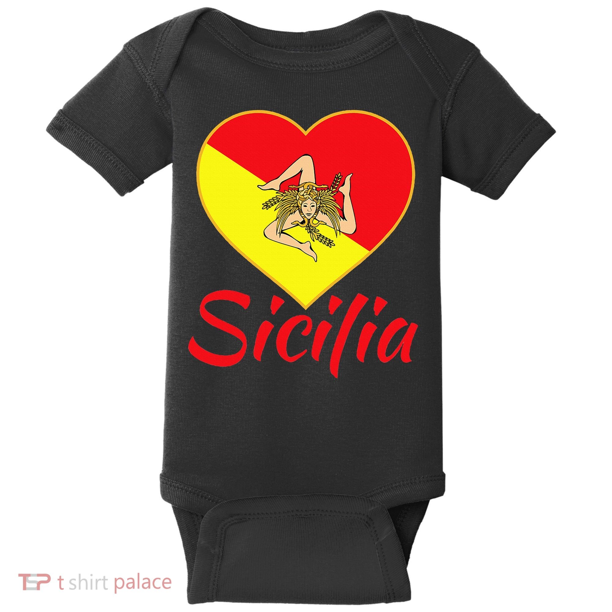 Sicilian Pride Sicilia I Love Sicily Trinacria Baby Bodysuit