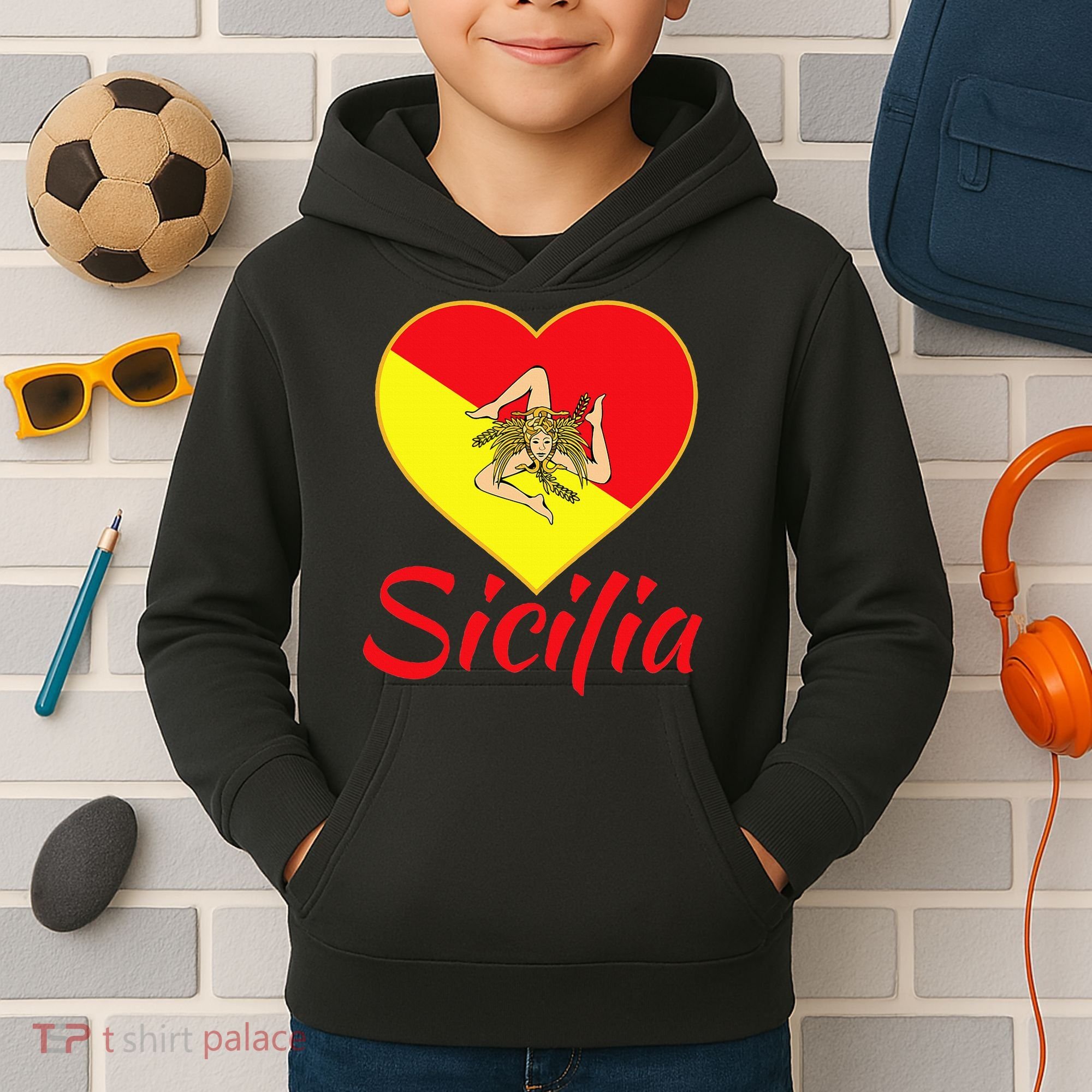 Sicilian Pride Sicilia I Love Sicily Trinacria Kids Hoodie