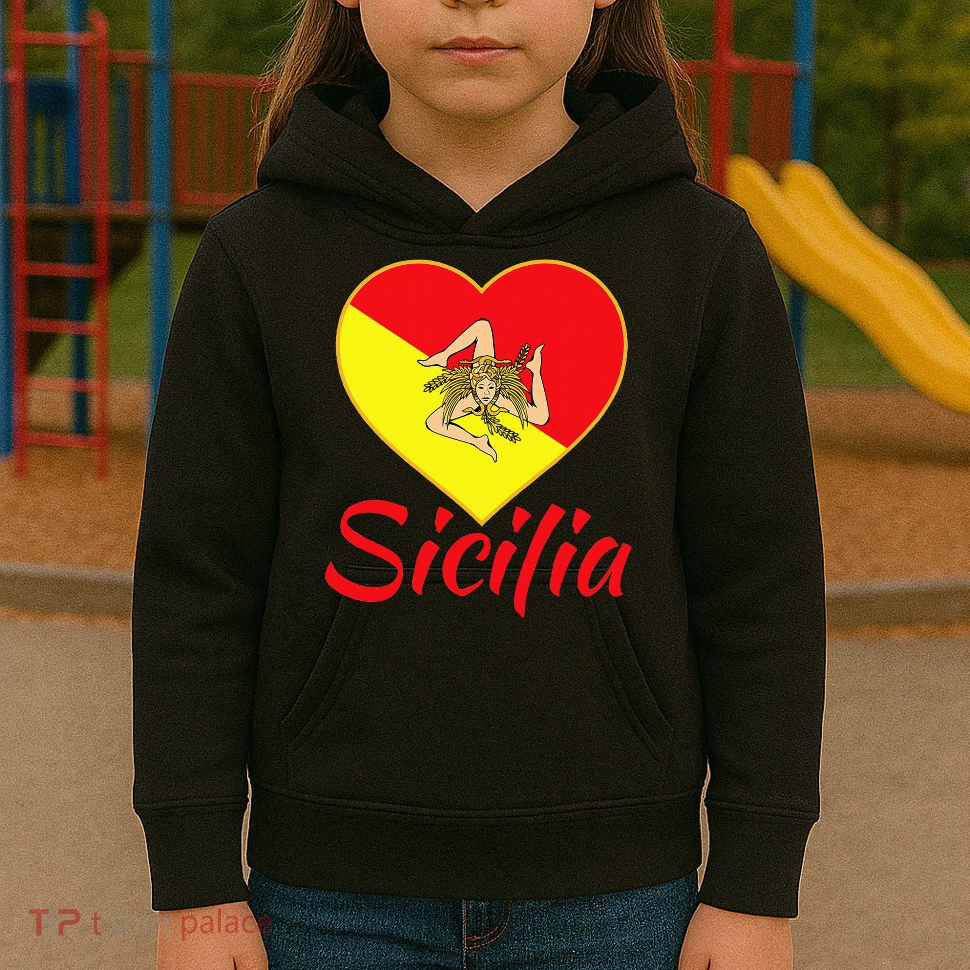 Sicilian Pride Sicilia I Love Sicily Trinacria Kids Hoodie