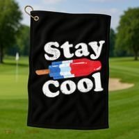 Summer Popsicle Stay Cool Funny Bomb Retro 80s Pop Gift Golf Towel thumb 1