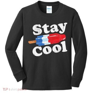 Summer Popsicle Stay Cool Funny Bomb Retro 80s Pop Gift Kids Long Sleeve Shirt