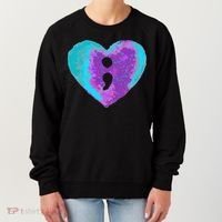 Suicide Prevention Semi Colon Purple Teal Hoodie Women's Sweatshirt thumb 0