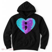 Suicide Prevention Semi Colon Purple Teal Hoodie Hoodie thumb 0