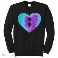 Suicide Prevention Semi Colon Purple Teal Hoodie Sweatshirt thumb 0