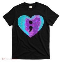 Suicide Prevention Semi Colon Purple Teal Hoodie T-Shirt thumb 0