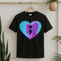 Suicide Prevention Semi Colon Purple Teal Hoodie T-Shirt thumb 2