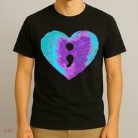 Suicide Prevention Semi Colon Purple Teal Hoodie T-Shirt thumb 3