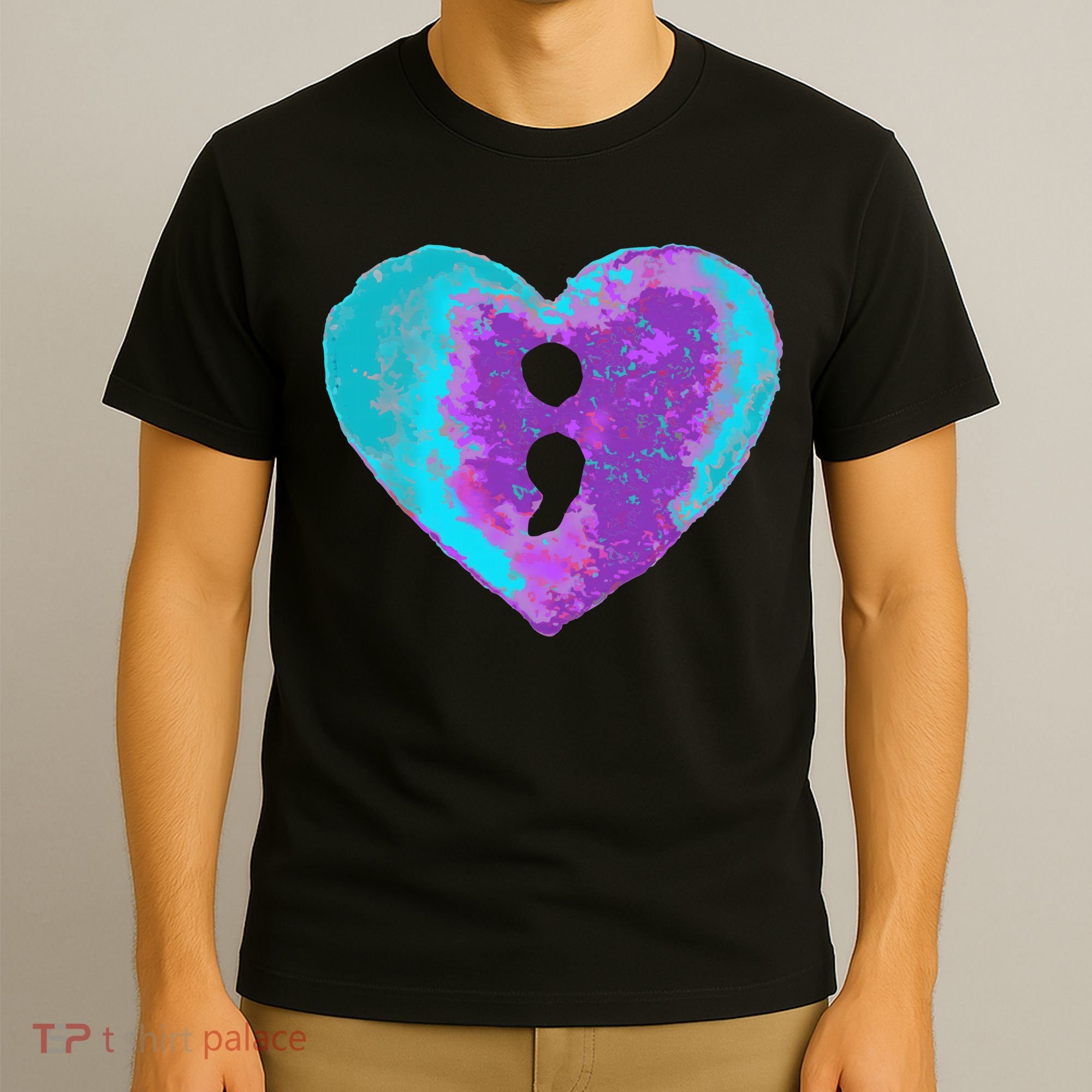 Suicide Prevention Semi Colon Purple Teal Hoodie T-Shirt