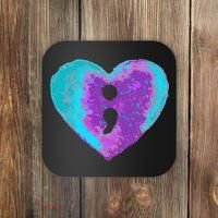 Suicide Prevention Semi Colon Purple Teal Hoodie Coaster thumb 0