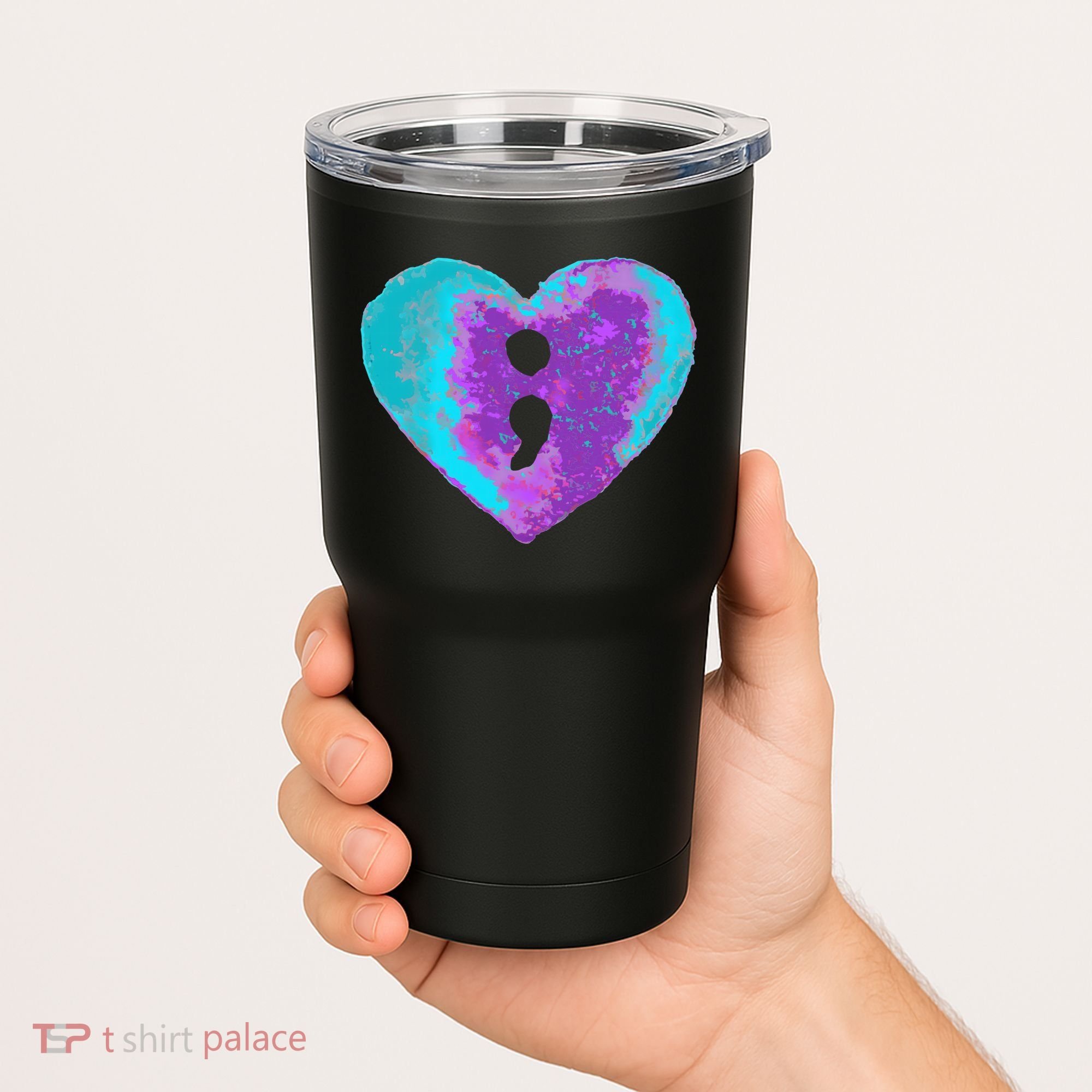 Suicide Prevention Semi Colon Purple Teal Hoodie Tumbler
