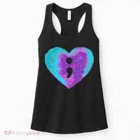 Suicide Prevention Semi Colon Purple Teal Hoodie Women's Tank Top thumb 0