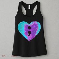 Suicide Prevention Semi Colon Purple Teal Hoodie Women's Tank Top thumb 3