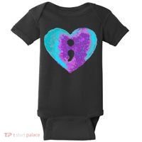 Suicide Prevention Semi Colon Purple Teal Hoodie Baby Bodysuit thumb 0