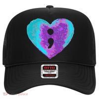 Suicide Prevention Semi Colon Purple Teal Hoodie Hat thumb 0