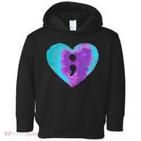Suicide Prevention Semi Colon Purple Teal Hoodie Toddler Hoodie thumb 0