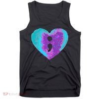 Suicide Prevention Semi Colon Purple Teal Hoodie Tank Top thumb 0