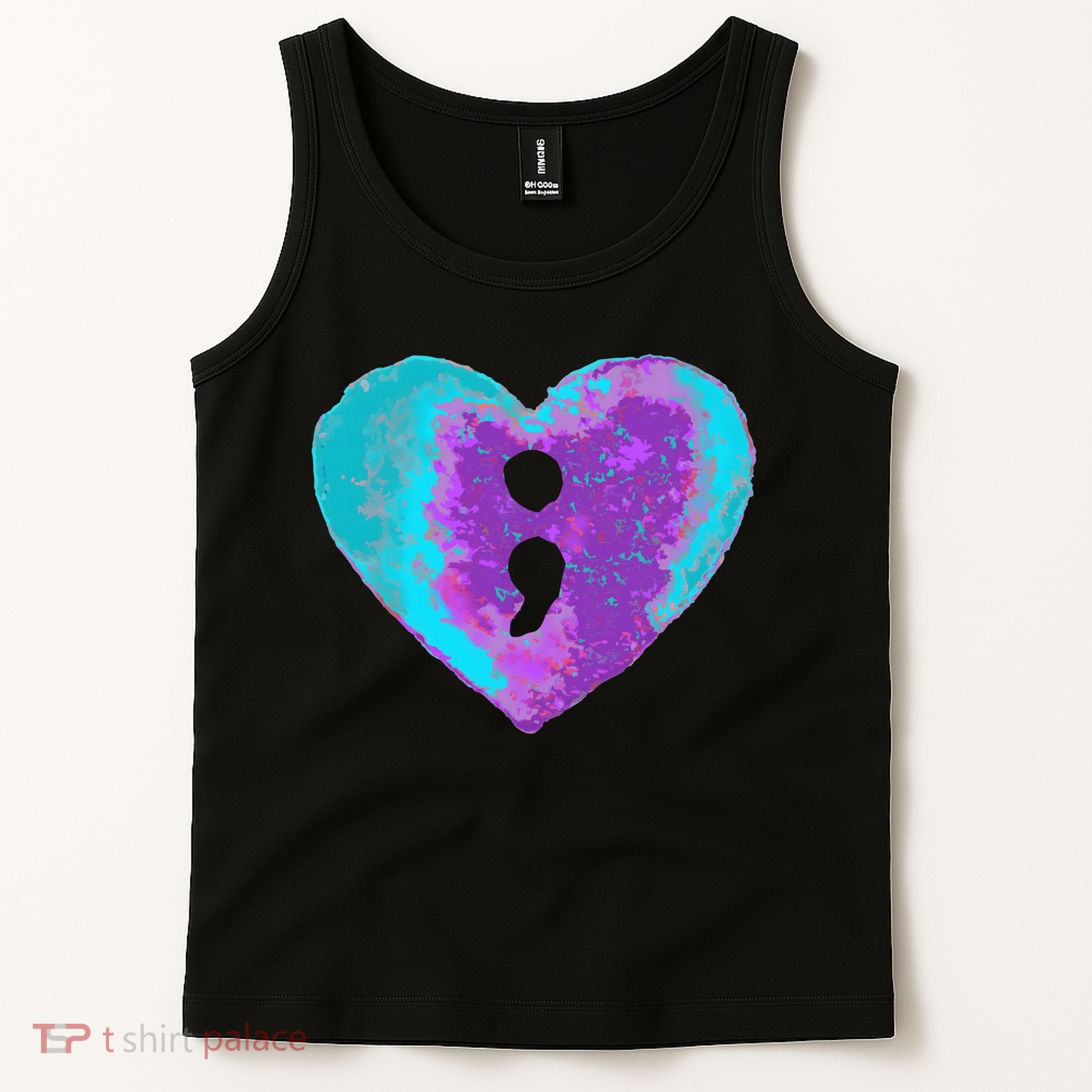 Suicide Prevention Semi Colon Purple Teal Hoodie Tank Top