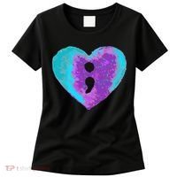 Suicide Prevention Semi Colon Purple Teal Hoodie Women's T-Shirt thumb 0
