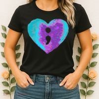 Suicide Prevention Semi Colon Purple Teal Hoodie Women's T-Shirt thumb 2
