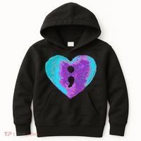 Suicide Prevention Semi Colon Purple Teal Hoodie Kids Hoodie thumb 0