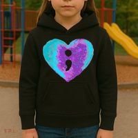 Suicide Prevention Semi Colon Purple Teal Hoodie Kids Hoodie thumb 3