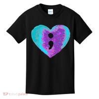 Suicide Prevention Semi Colon Purple Teal Hoodie Kids T-Shirt thumb 0