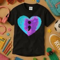 Suicide Prevention Semi Colon Purple Teal Hoodie Kids T-Shirt thumb 3