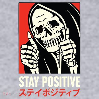 Stay Positive Skeleton Japanese Women's Racerback Cropped Tank