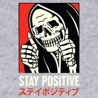 Stay Positive Skeleton Japanese Women's Racerback Cropped Tank thumb 2