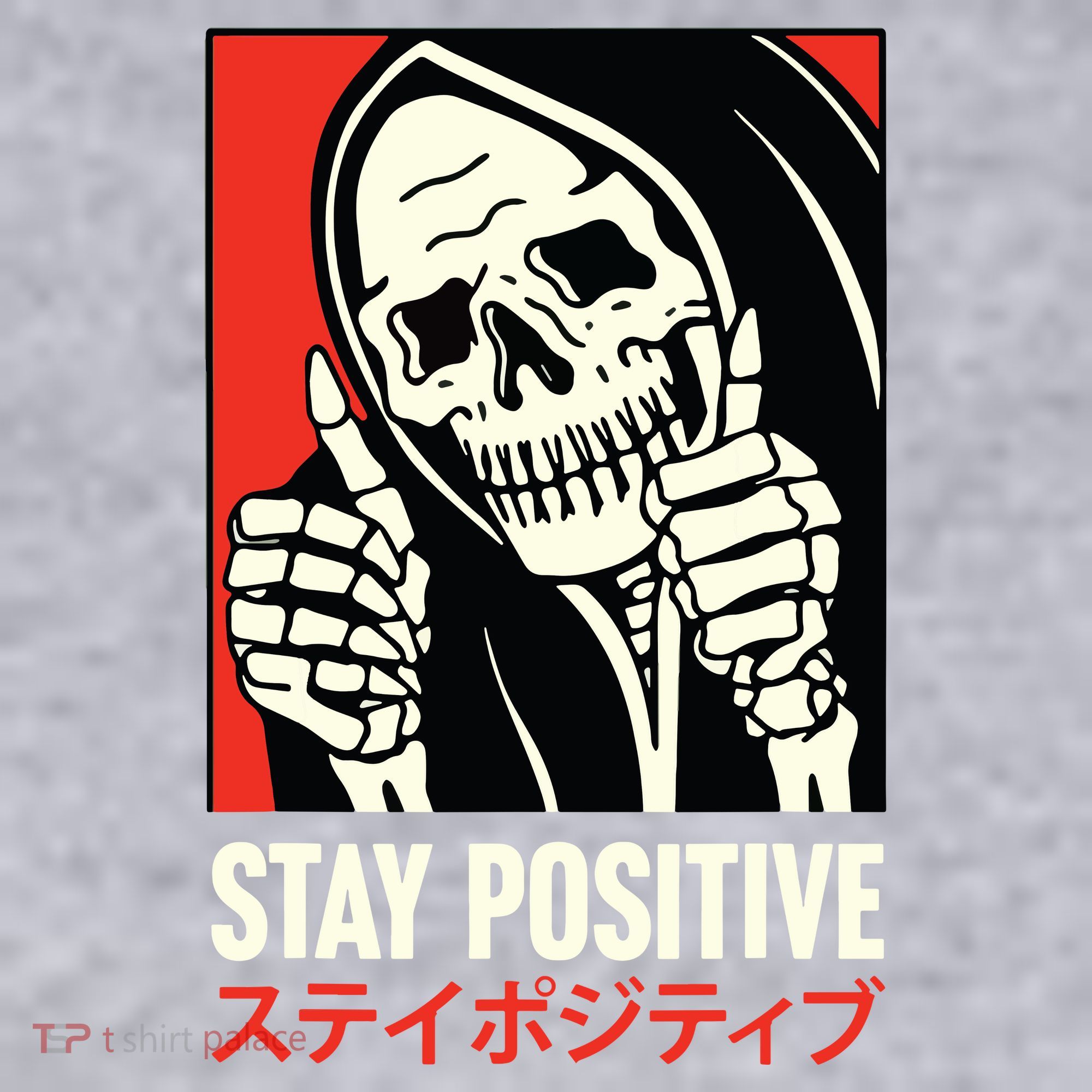 Stay Positive Skeleton Japanese Women's Racerback Cropped Tank