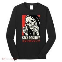 Stay Positive Skeleton Japanese Long Sleeve Shirt thumb 0