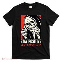Stay Positive Skeleton Japanese T-Shirt thumb 0