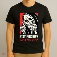 Stay Positive Skeleton Japanese T-Shirt thumb 3