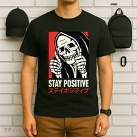 Stay Positive Skeleton Japanese T-Shirt thumb 6