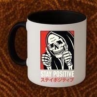 Stay Positive Skeleton Japanese Coffee Mug thumb 2