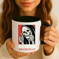 Stay Positive Skeleton Japanese Coffee Mug thumb 3