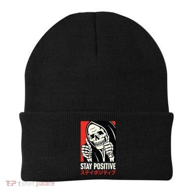 Stay Positive Skeleton Japanese Beanie
