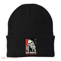 Stay Positive Skeleton Japanese Beanie thumb 0