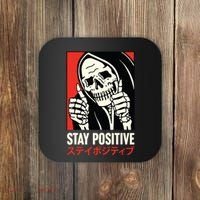 Stay Positive Skeleton Japanese Coaster thumb 0
