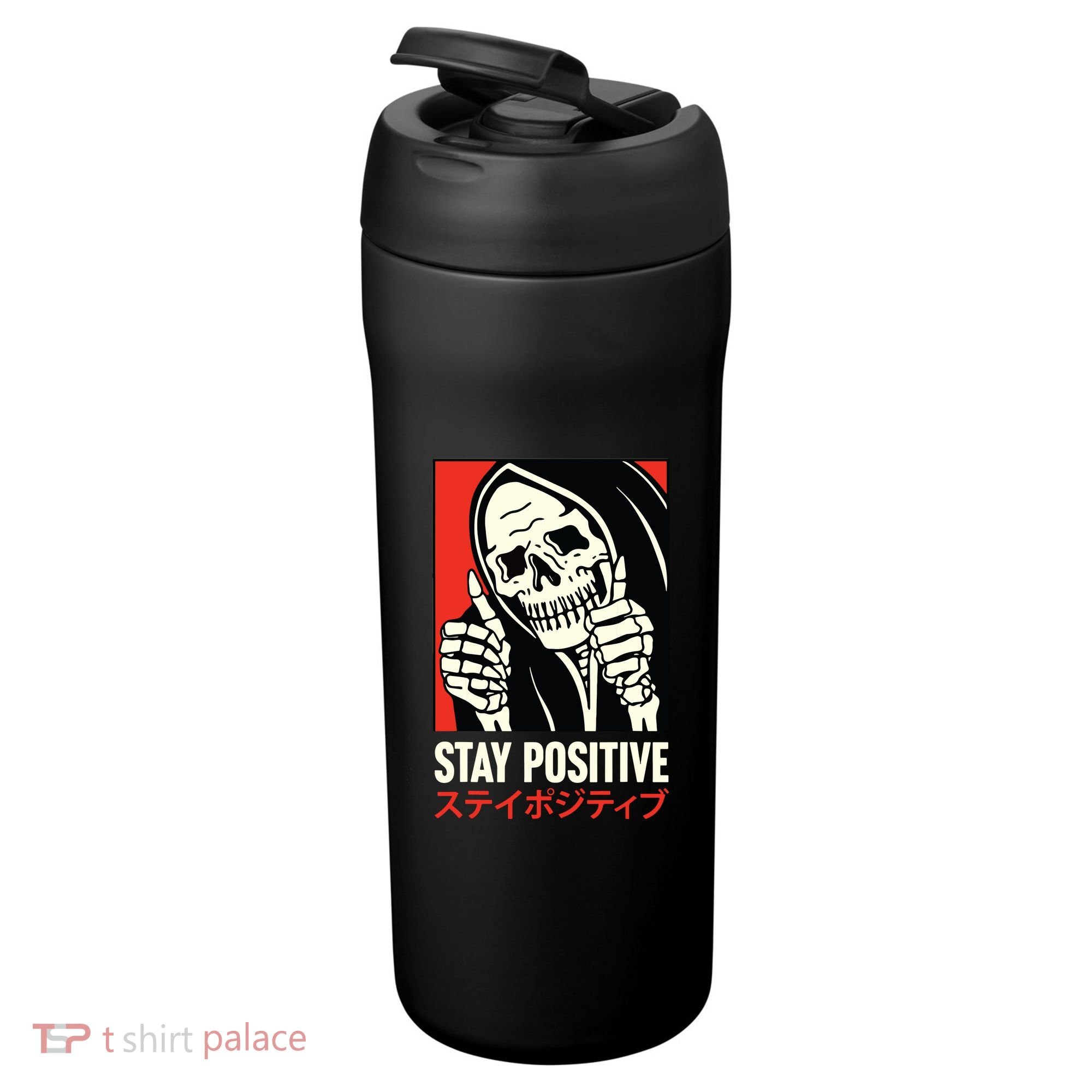 Stay Positive Skeleton Japanese 24oz Duet Stainless Steel Tumbler