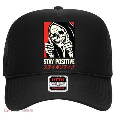 Stay Positive Skeleton Japanese Hat