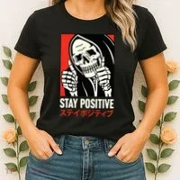 Stay Positive Skeleton Japanese Women's T-Shirt thumb 2