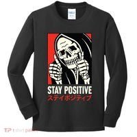 Stay Positive Skeleton Japanese Kids Long Sleeve Shirt thumb 0