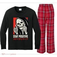 Stay Positive Skeleton Japanese Kids Long Sleeve Plaid Pajama Set thumb 0