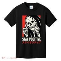 Stay Positive Skeleton Japanese Kids T-Shirt thumb 0