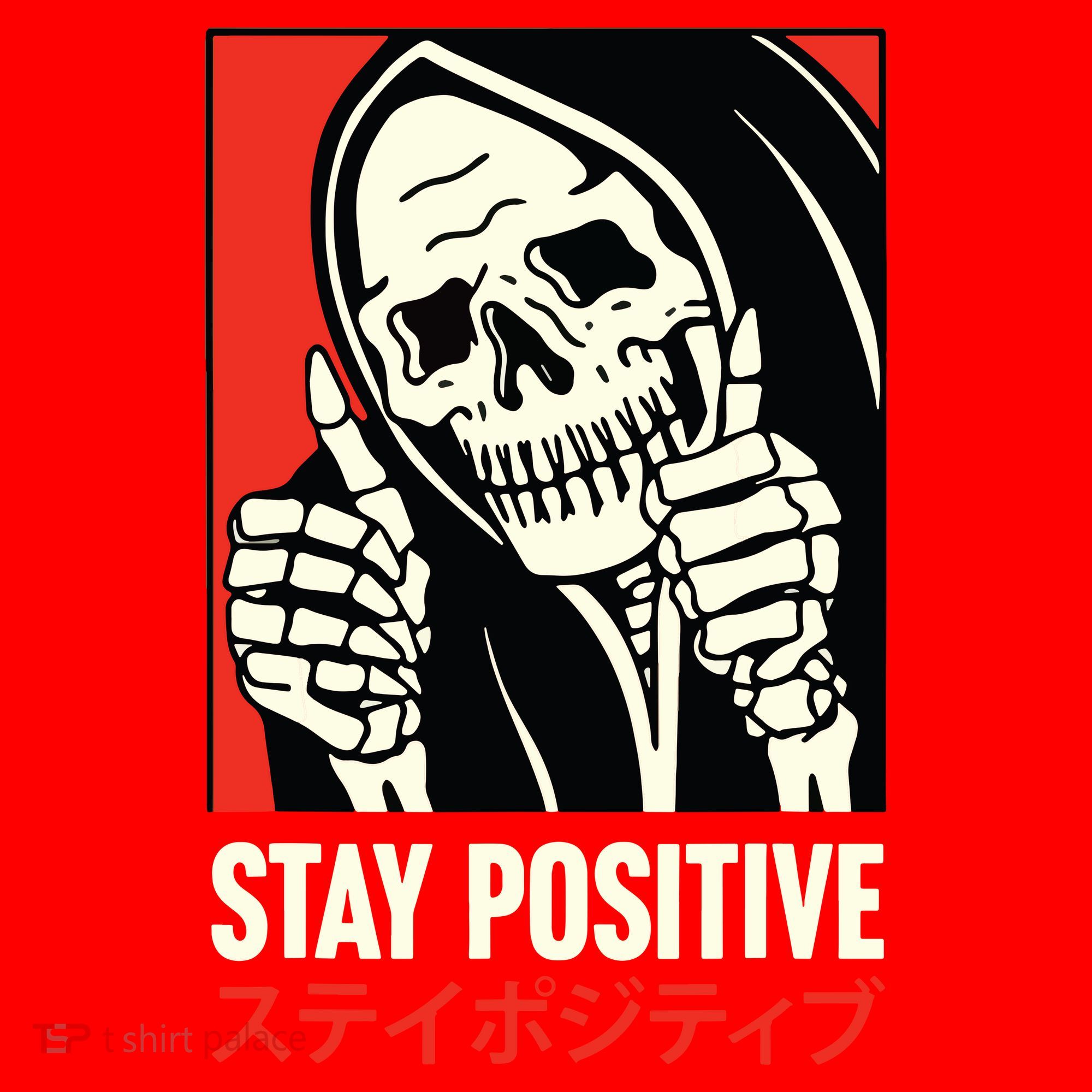 Stay Positive Skeleton Japanese Santa Hat