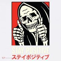 Stay Positive Skeleton Japanese Comfort Colors Garment-Dyed Hooded Sweatshirt thumb 2
