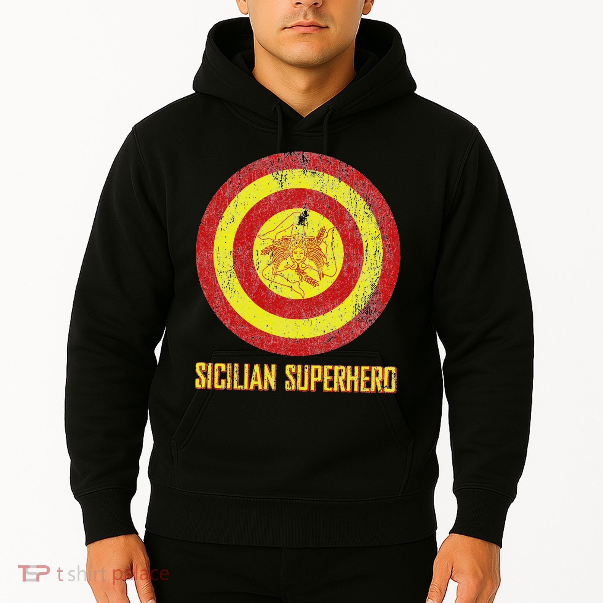 Sicilian Pride Sicilia Flag Super Hero Hoodie