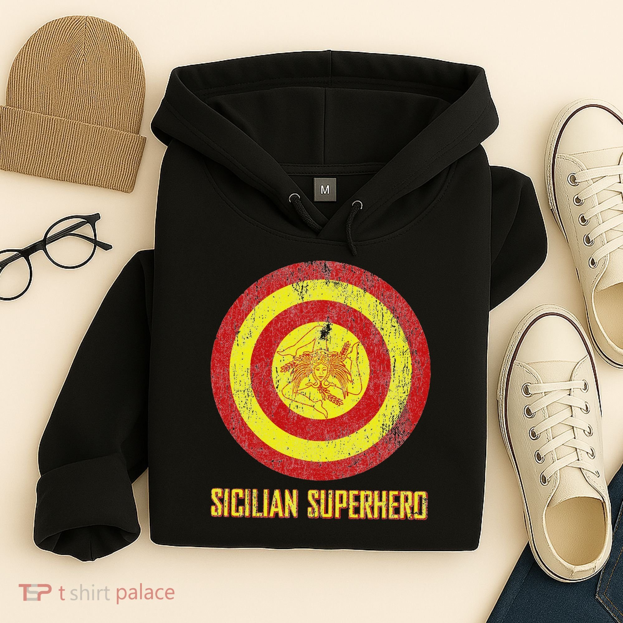 Sicilian Pride Sicilia Flag Super Hero Hoodie