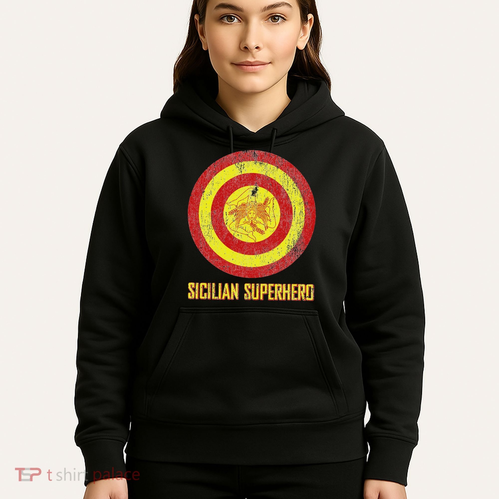 Sicilian Pride Sicilia Flag Super Hero Hoodie